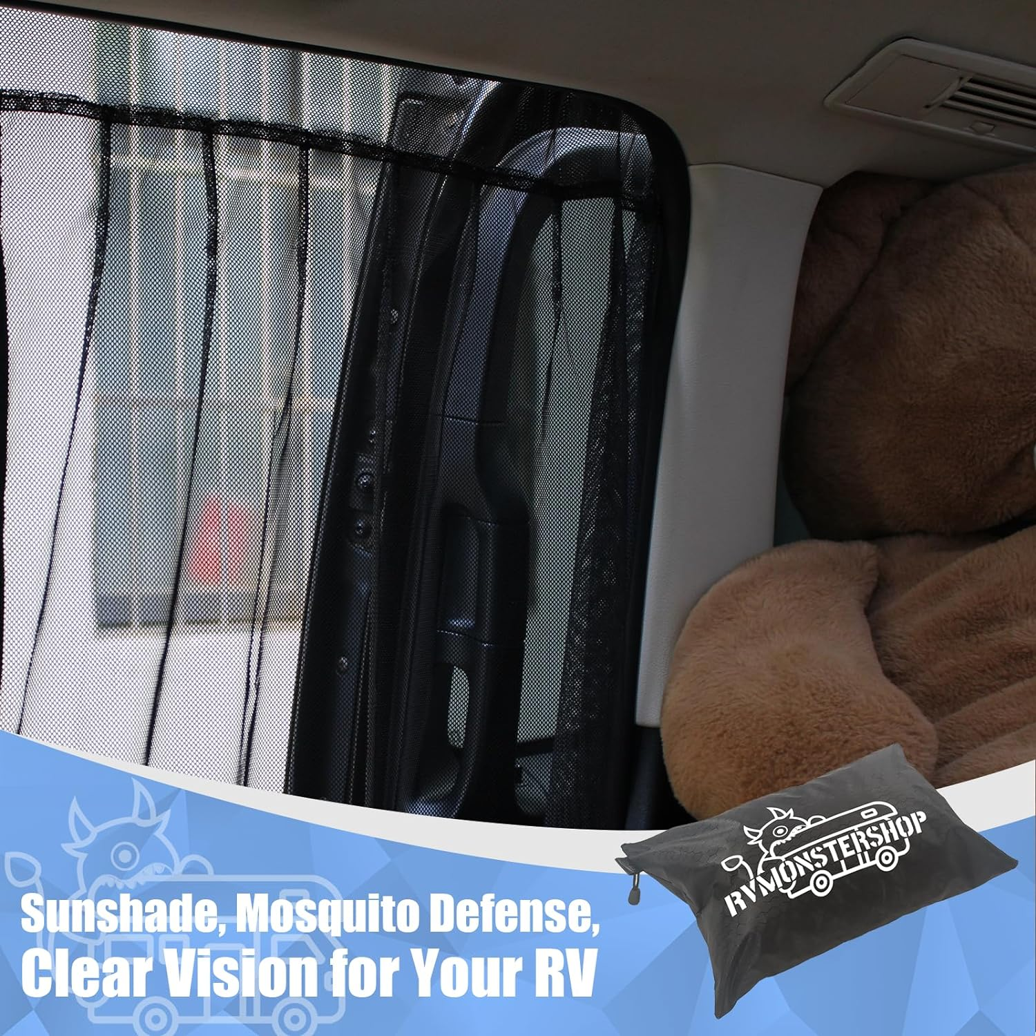 Compatible Mercedes Metris Van Insect Net Polyester Car Mosquito Net Universal Size Magnetic RV Sliding Door Mosquito Net Van Life Essentials (Small) image number 2