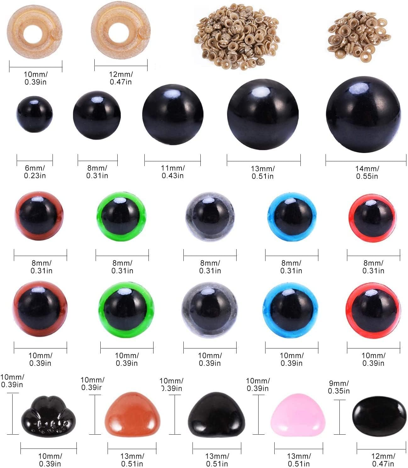 Plastic Safety Eyes and Noses with Washers 570 Pcs, Craft Doll Eyes and Teddy Bear Nose for Amigurumi, Crafts, Crochet Toy and Stuffed Animals (Assorted Sizes) image number 2
