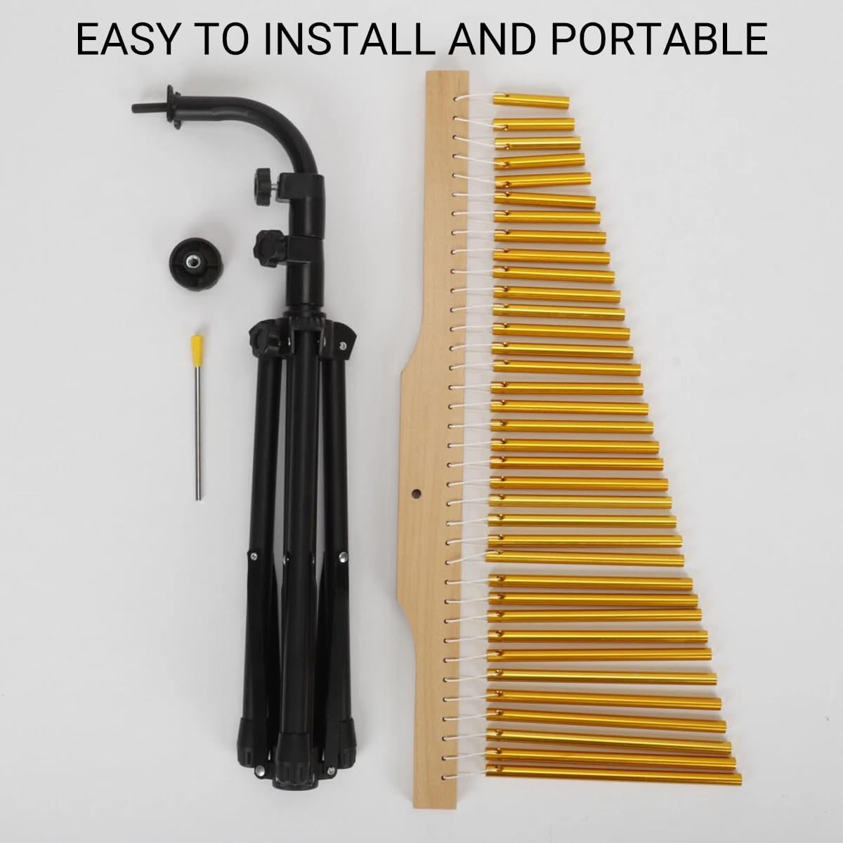 AIMALL 36-Tone Wind Chime Tree Percussion Instrument with Metal Rods and Wooden Frame for Orff Classroom Stage Performance Music Therapy 22.83X46.45In