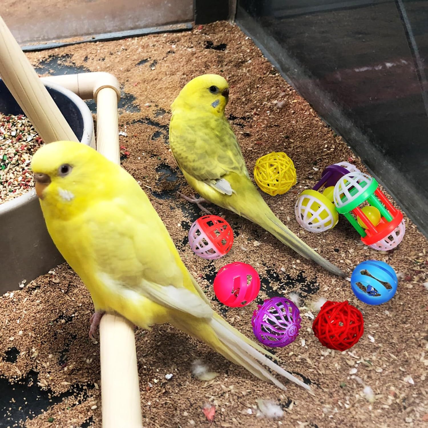 YARNOW 12Pcs Bird Ball Toys for Parrots Parakeets and Cockatiels Fun Chewing and Foraging Playthings with Sounds for Birds and Birdcage Decoration image number 2