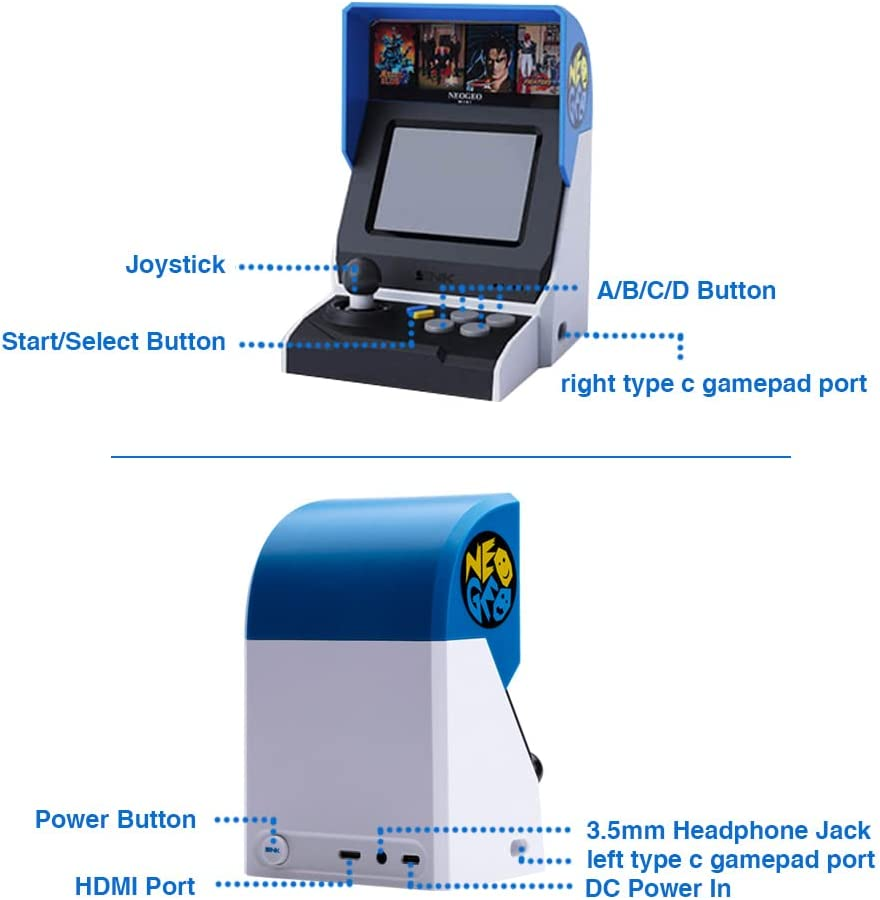 NEOGEO Mini Arcade International Version, 40 Pre-Loaded Classic SNK Games:The KING of the FIGHTERS/METAL SLUG and More, Built-In Clearly 3.5&rdquo;LCD Screen, HDMI and 2 Gamepad Ports image number 6