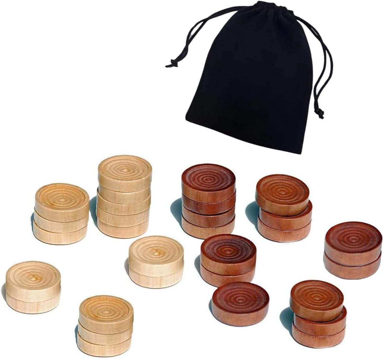 Checkers & Backgammon Pieces - Dark Brown/Natural, 15 Tablets Each - Board Game for 2 Players image number 4