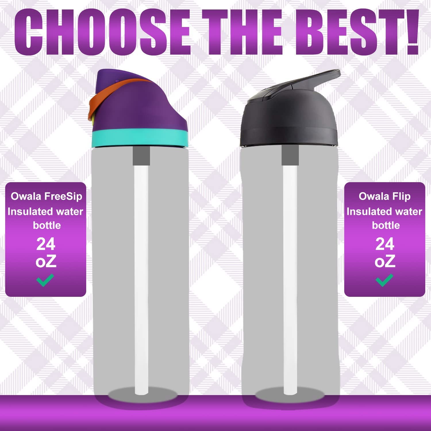 6Pcs Replacement Straws for Owala Freesip 24 Oz, 32 Oz, Reusable Straws with Cleaning Brush for Owala Flip Insulated Stainless Steel Water Bottle 24Oz 32Oz, Tumbler Accessories Parts (White) image number 1