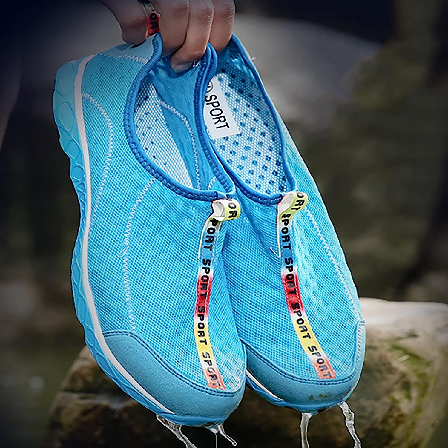 OYUEGE Womens Quick Drying Water Shoes for Beach Water Sports Light Soft Nonslip Walking Beach Running Shoes (Purple 27.5 Cm) image number 6