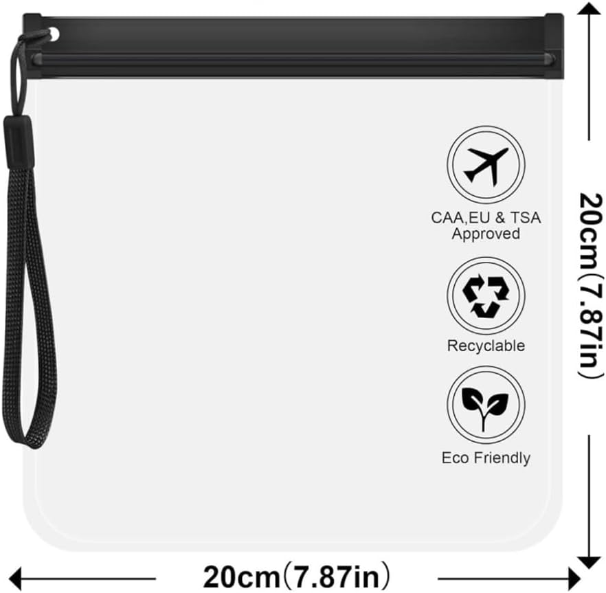 3 Pcs Clear Travel Toiletry Bag - Airport Security Liquids Bags, 20 X 20Cm TSA Approved, Travel Accessories Makeup Bags Holiday Essentials Luggage for Men Women (Black and Gray)