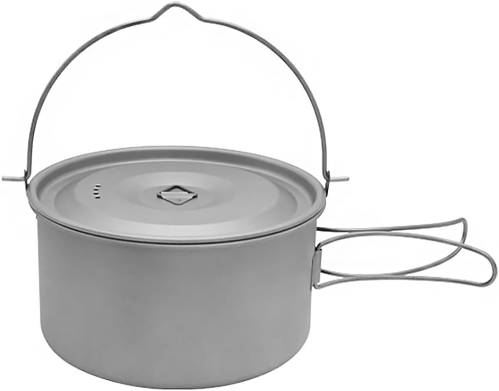 1.8L/3L Titanium Pot Light Hanging Pot with Lid and Foldable Handle Outdoor Camping Hiking Backpacking Picnic image number 6