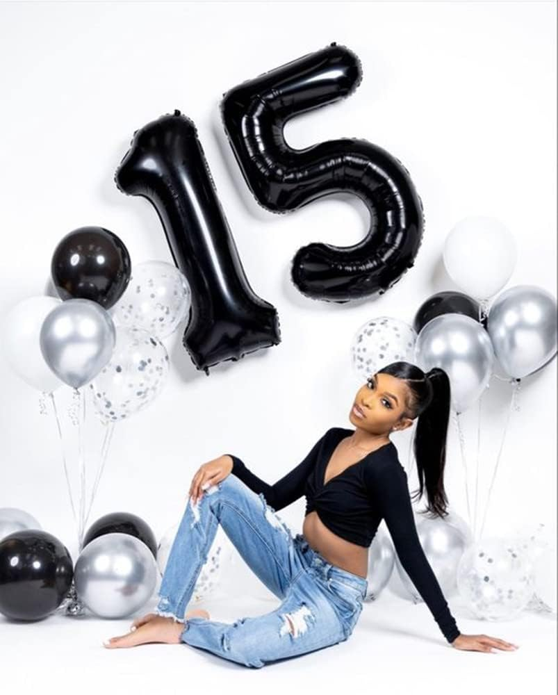 Number 1 Balloon 40 Inch Jumbo Digit Mylar Foil Black Balloons for Girl Boy 1St 1 11 21 Birthday Decorations Baby Shower Photo Shoot, Wild One Giant Balloons - Black image number 3