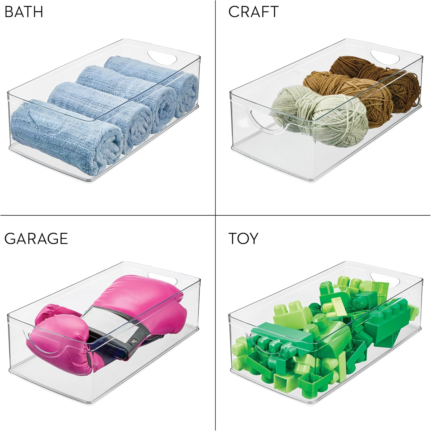 Idesign Recycled Plastic Cabinet and Pantry Storage Bin with Integrated Handles &ndash; 16&rdquo; X 8&rdquo; X 5&rdquo;, Clear Bin image number 3