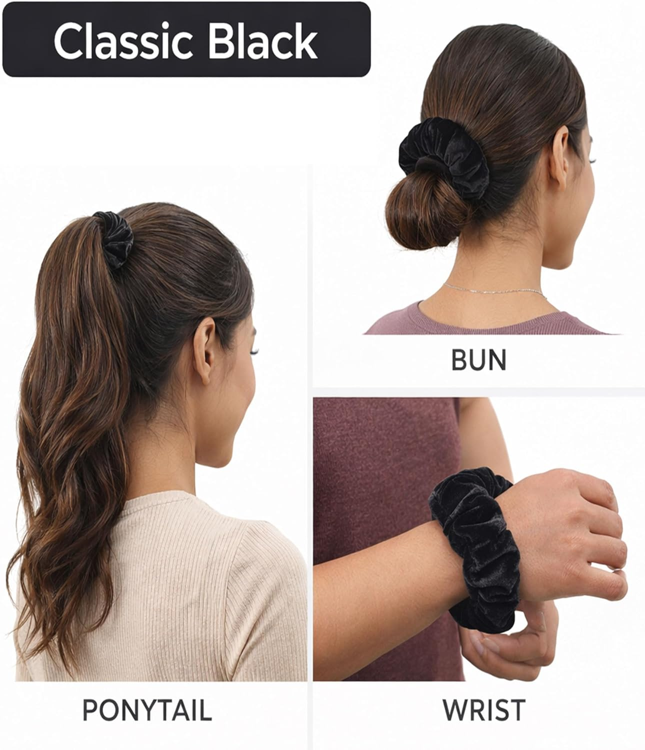 SUNEBOIZ Velvet Pocket Scrunchie Hair Tie - Secret Hidden Pouch for Airpods, Keys, Money, Travel & Gym Hair Accessory