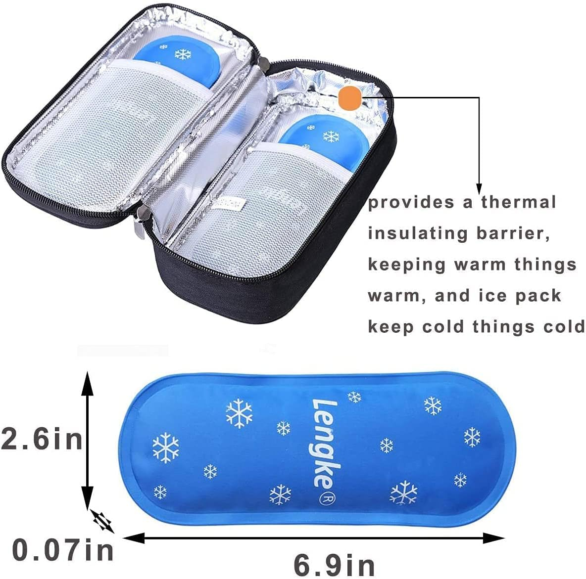 Insulin Cooler Travel Case Diabetic Organizers Medication Cooler Bag with 2 Ice Packs Travel Kits Waterproof and Insulation Liner (Black)