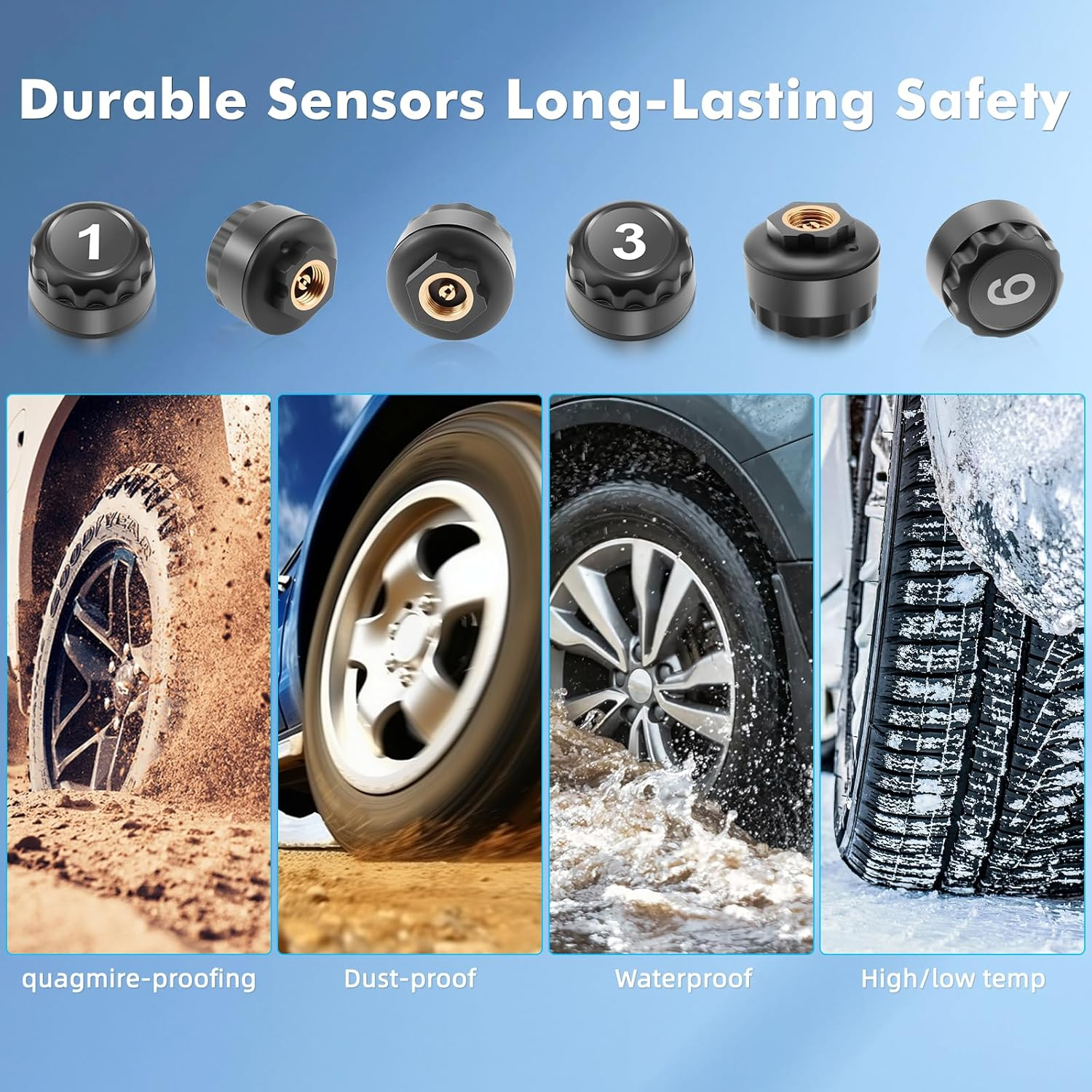 Avutrel TPMS Tyre Pressure Monitoring System for Trucks, Caravans, Buses, with 6 Waterproof IPX7 Sensors Pressure Range, 9.9 Bar/144 PSI Max, Solar & USB Charging (Upgrade for Commercial Vehicles) image number 3