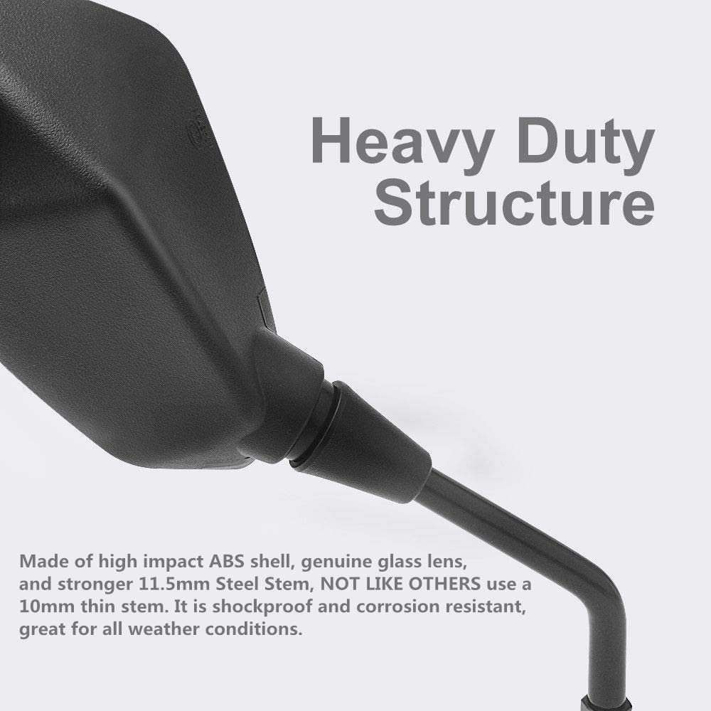 【2024 Upgraded】Motorcycle Convex Rear View Mirror, Mirrors for Bike,Motorcycle,Atv,Scooter, with M8 M10 Threaded Bolt, with 7/8" Handle Bar Mount Clamp Compatible with Cruiser, Suzuki, Honda,Victory image number 5