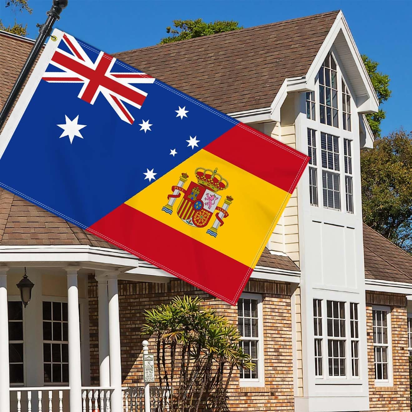 Large 3&times;5 FT Spain Australia Friendship Flag, Big Spanish Australian 150D National 2 in 1 Outdoor Banner,Decorgarden with Brass Gromment image number 1