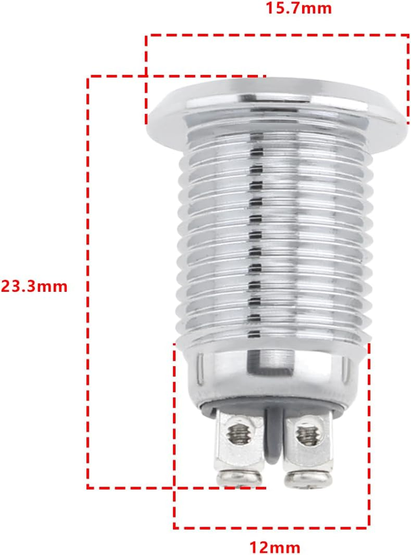 VGOL 2Pcs 12Mm Red Flat Stainless Steel Screw Foot Signal Indicator 12-24V for Signal Lights in Vehicles Control Cabinets Other Applications - Red image number 2