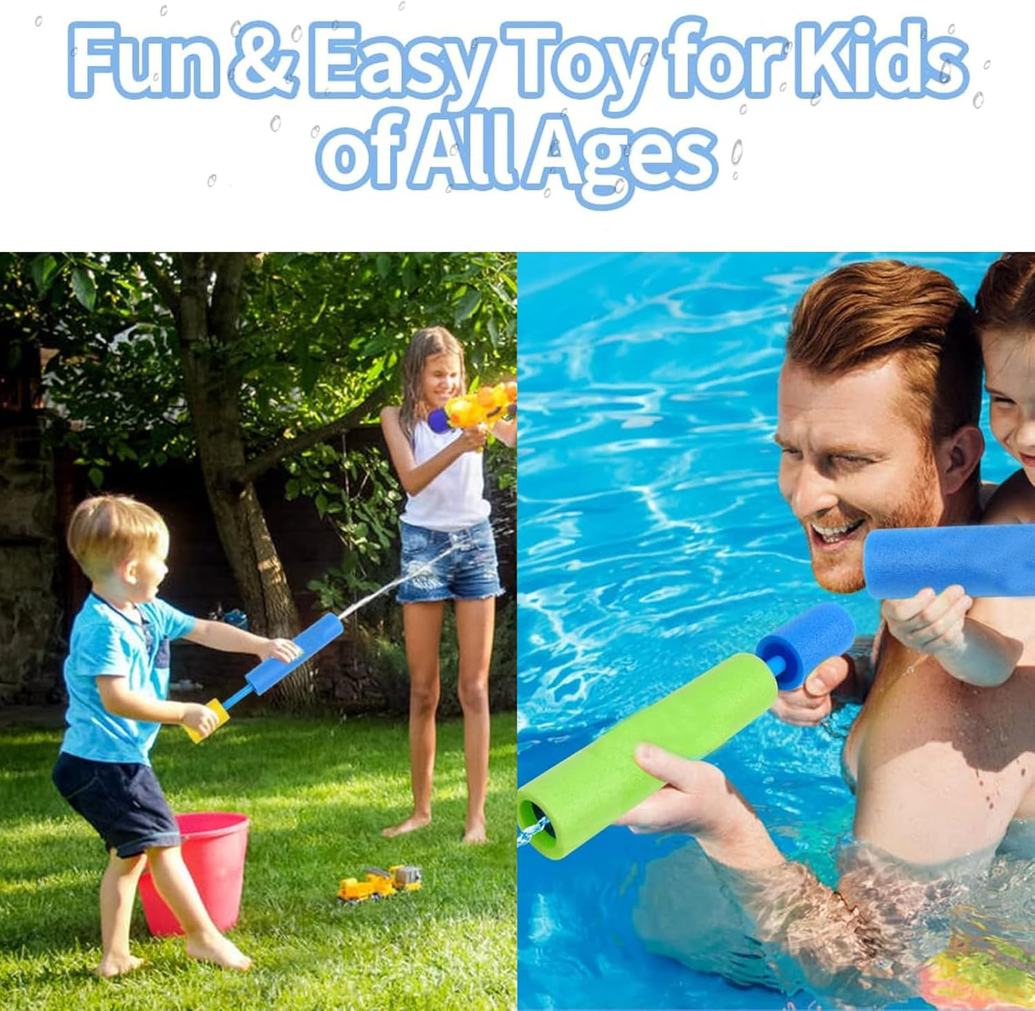4Pcs 30Cm Water Blaster Foam for Kids Adults, Water Gun Toy Squirt Gun Summer Outdoor Pool Play, Water Pistols for Beach Garden image number 5