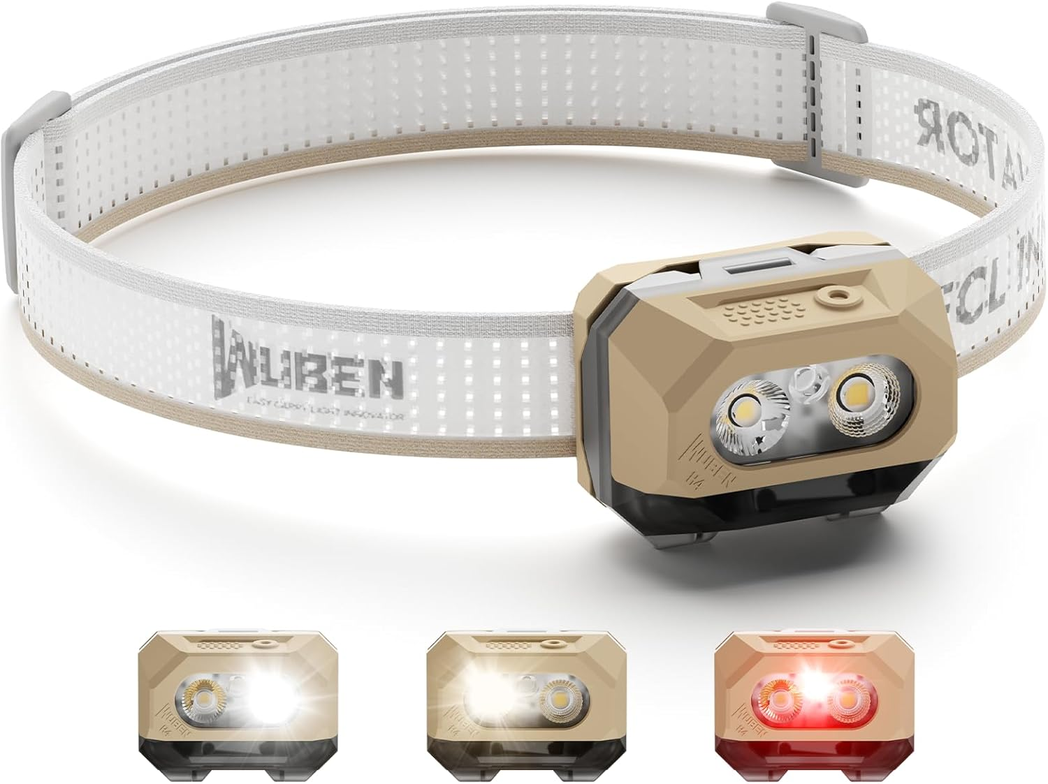 WUBEN H4 LED Head Torch Rechargeable, 800 Lumens Super Bright Headlamp, IP68 Waterproof Headlamp with Motion Sensor, Headtorch 10 Modes with Red Light, Headlight for Running, Camping Gear& Hiking Gear