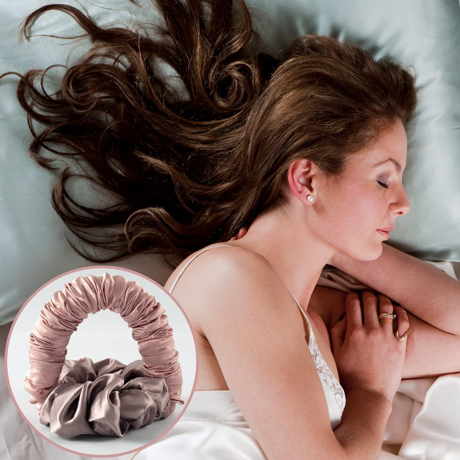 No Heat Scrunchie Hair Curler Ponytail Hairband, 1Pc Soft Sleep Tie Scrunchie Silk Lazy Rollers, Lazy Scrunchie Hair Curler Hairband Styling Tool for Easy Hairstyles image number 6