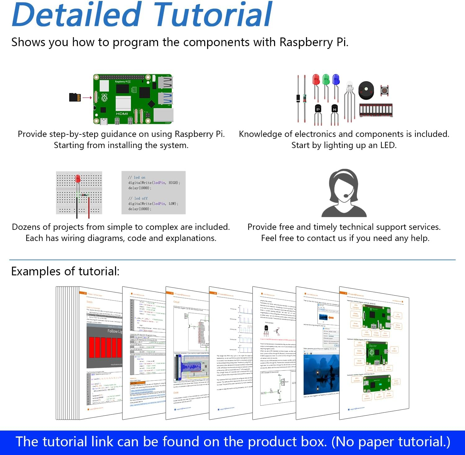 Freenove Complete Starter Kit for Raspberry Pi 5 4 B 3 B+ 500 Zero 2 W, 1170-Page Tutorial, Python C Java Scratch Processing Code, 386 Items, 164 Projects, Camera Speaker (Raspberry Pi NOT Included) image number 4