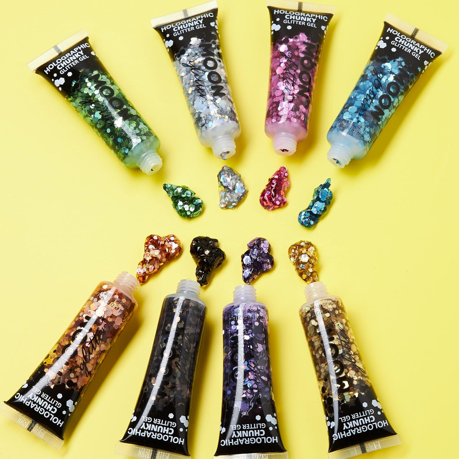 Holographic Chunky Face & Body Glitter Gel by Moon Glitter - 12Ml - Black - Glitter Face Paint - Blue image number 4