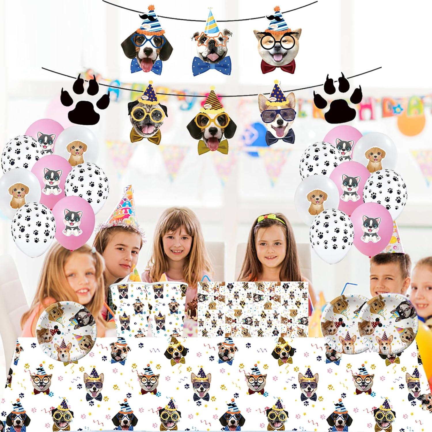 Birthday Party Decoration Pet Dog Balloons Decoration Pet Dog Garland Birthday Dog Party Tableware Children'S Birthday Dog Birthday Tableware Puppy Party Decoration Birthday Tablecloth image number 4