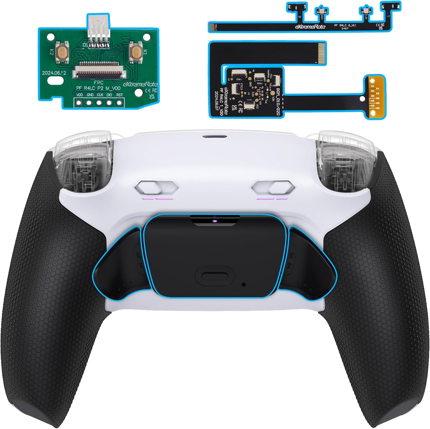 Extremerate RISE plus MAX Back Paddles Kit with Clicky Trigger Stops & Rubberized Grip for PS5 Controller BDM-010 020, Black Remappable Back Buttons Kit for PS5 Controller - White Black -NO Controller image number 6