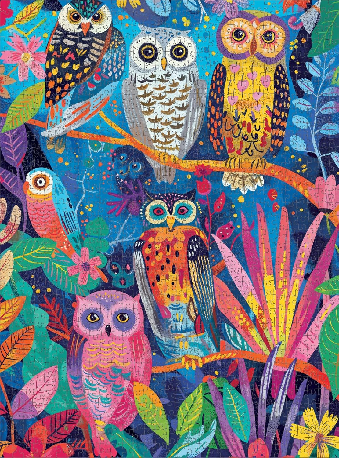 Cross & Glory - Hootenanny: Birds in Paradise - 1000 Piece Jigsaw Puzzle for Adults | Vibrant Indian Garden & Owl Design | Challenging and Artistic