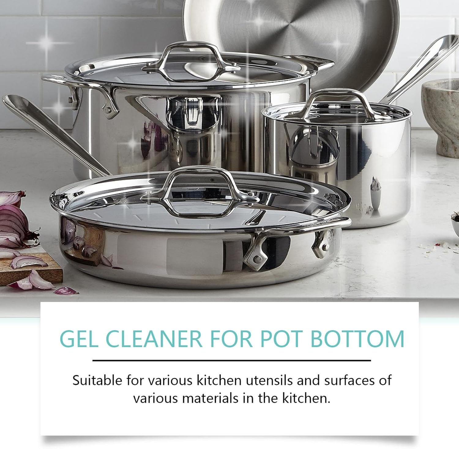 Magic Gel Cleaner for Pots and Pans, Household Cleaners 150Ml Wash Pot Gel Scale Cleaner, Effective Rust Remover Polishing Cleaner for Stove, Stainless Steel Cookware image number 1