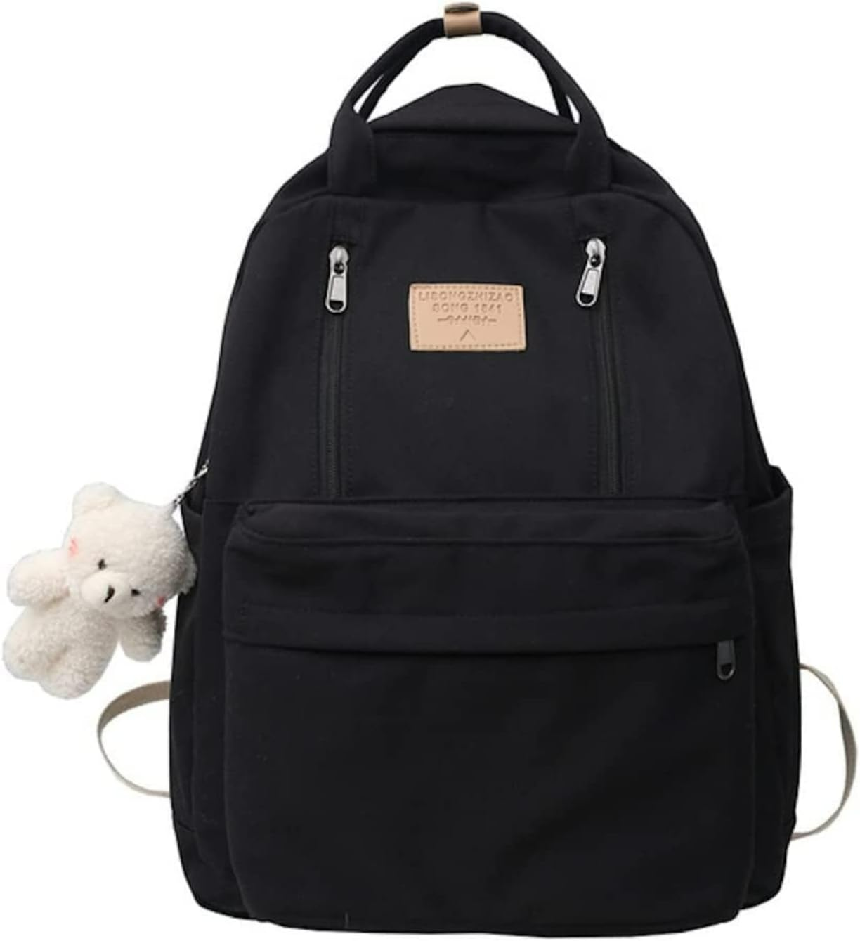MININAI Preppy Backpack with Plushies Cute Backpack Light Academia College Backpack Solid Aesthetic Rucksack for Travel