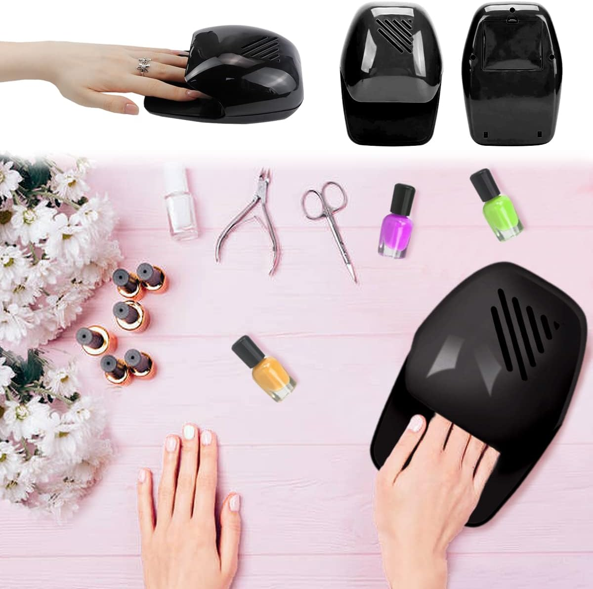 Portable Nail Dryer, Quick Dry Regular Nail Polish Air Blower Nail Dryer Nail Art Polish Machine - Nail Fan Dryer for Regular Nail Polish, Fingernail Toenail
