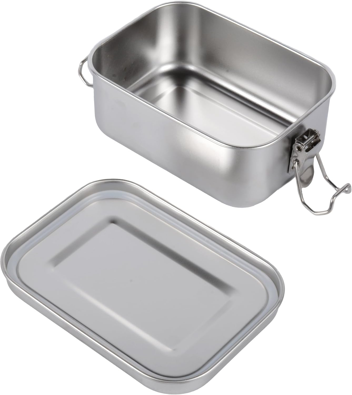 Stainless Steel Bento Box Adult 1200Ml Large Capacity 304 Square Lunch Box with Dividers Easy to Clean Snack Box Container Single Layer Bento Box for Outdoor Use image number 2