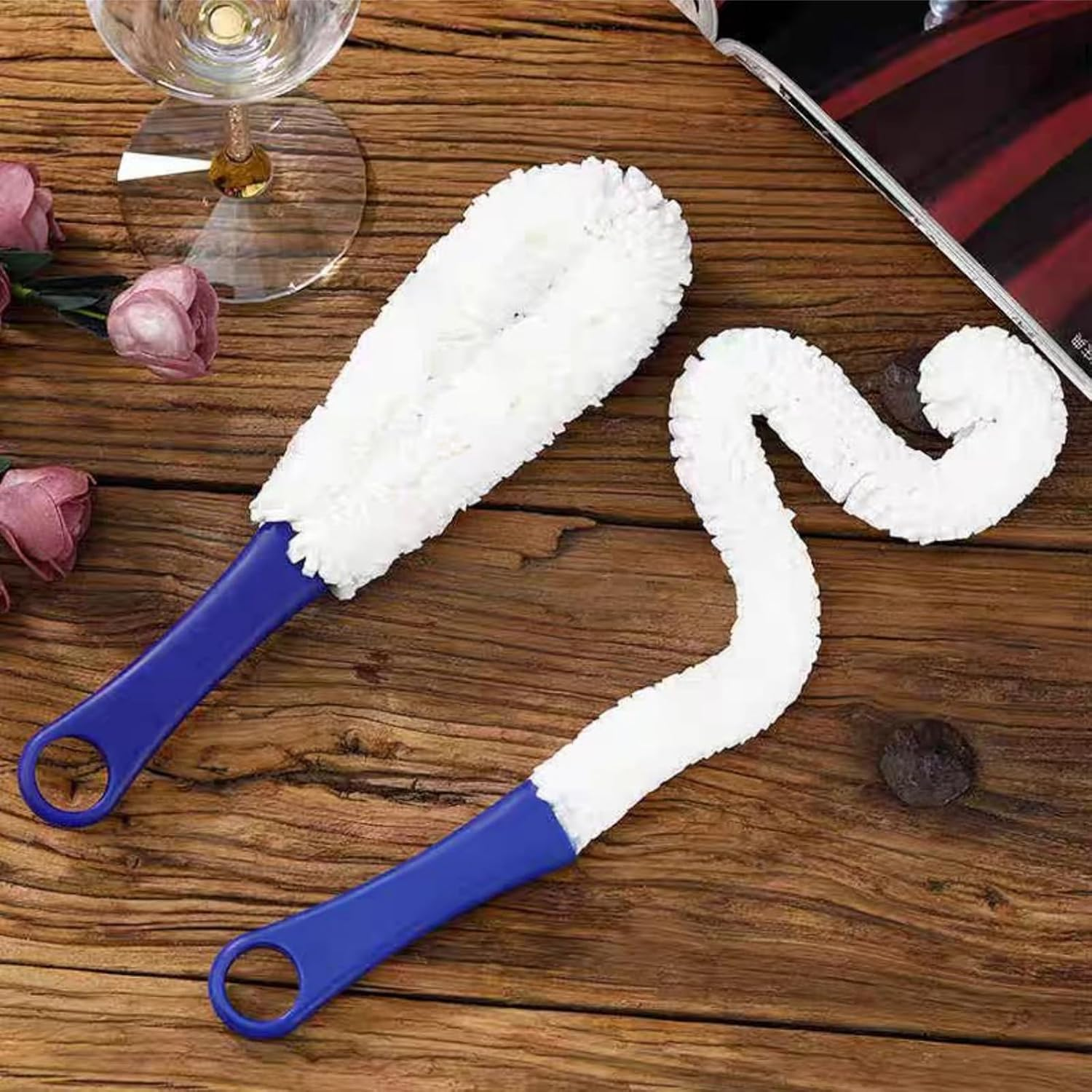 MILIOG 3PCS Decanter Cleaning Brush ，Flexible Wine Glass Brush Set for Narrow Neck Bottles, Goblets, Champagne Flutes - Non-Scratch Household & Bar Tools image number 3