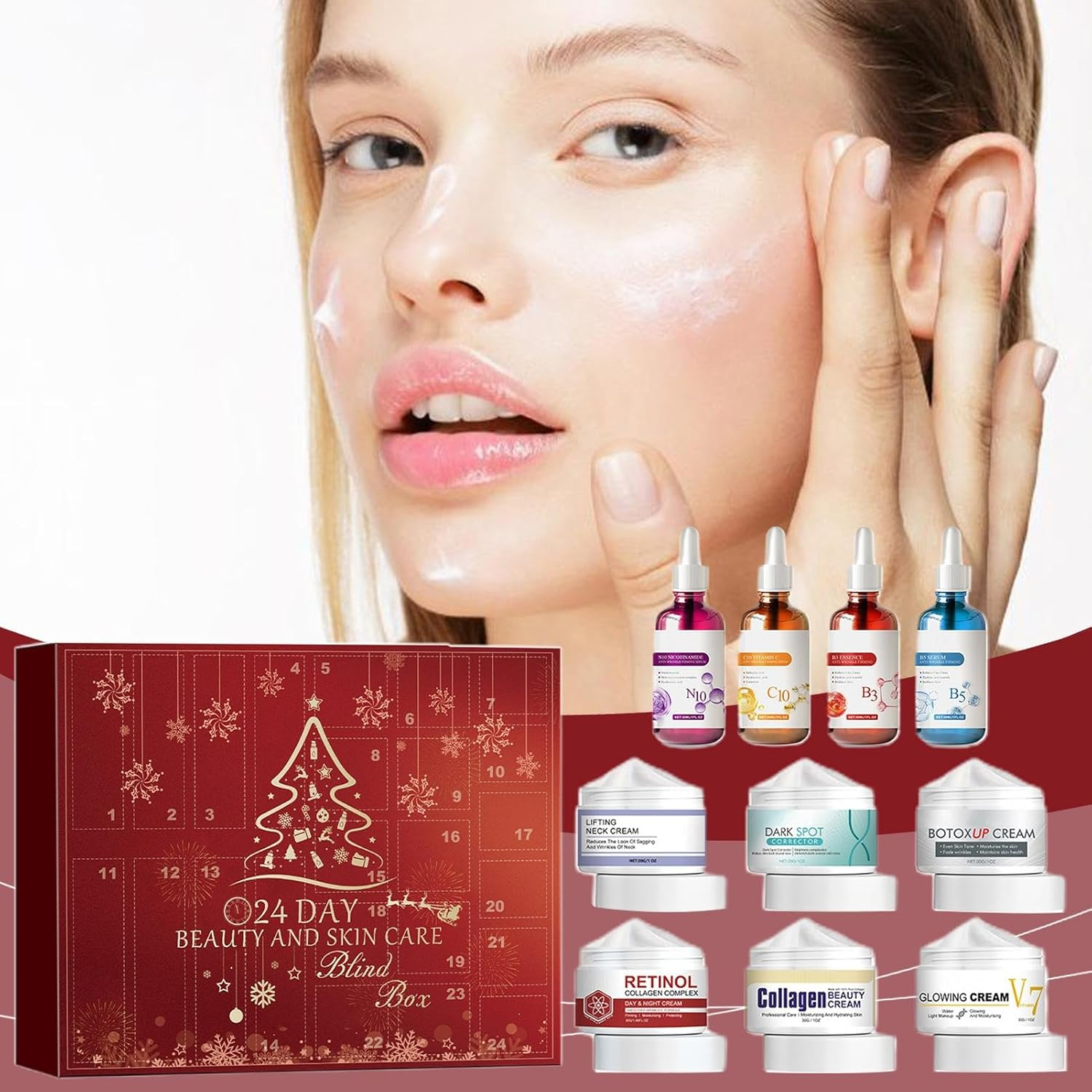 Skincare Advent Calendar | Beauty 24-Day Christmas Advent Calendar,24-Day Beauty Advent Calendar 24 Variety Skincare Products Set image number 3
