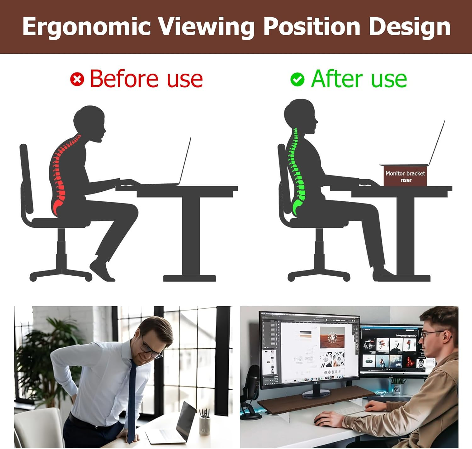 Monitor Stand Riser,Wood & Acrylic Computer Monitor Stand,Desk Organizer Accessories,Multifunctional Desktop Organizer Stand for Laptop, PC, Computer, Printer(Maple) image number 6