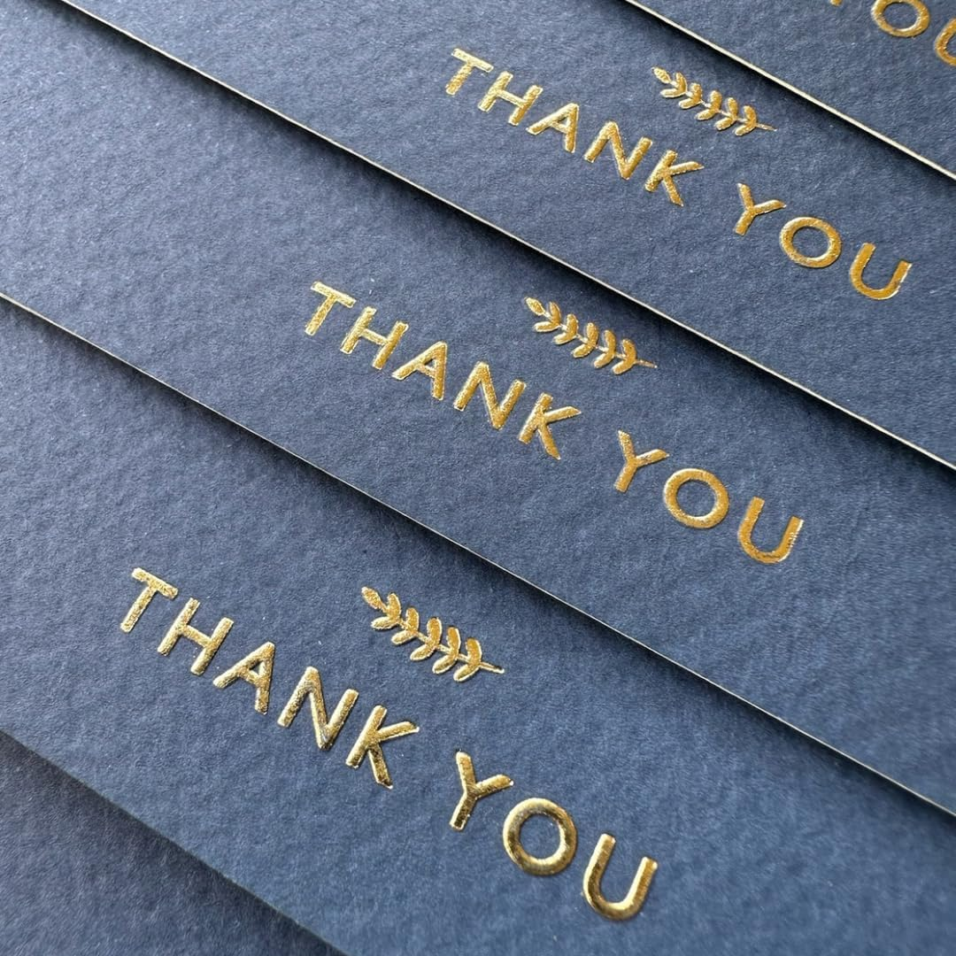 RUN2PRINT Thank You Cards, 36 Pieces, Dusty Blue Color, Peel & Seal Envelopes, Self-Sealing Adhesive, Matching Stickers Included