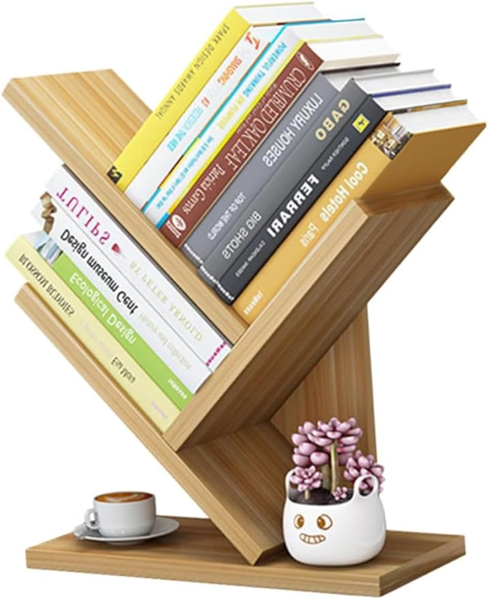 2 Tier Tree Bookshelf, 3 Shelf Bookcase, Free Standing Tree Bookcase, Display Floor Standing Shelf for Books, Book Organizer Shelves for Home Office, Living Room, Bedroom image number 5