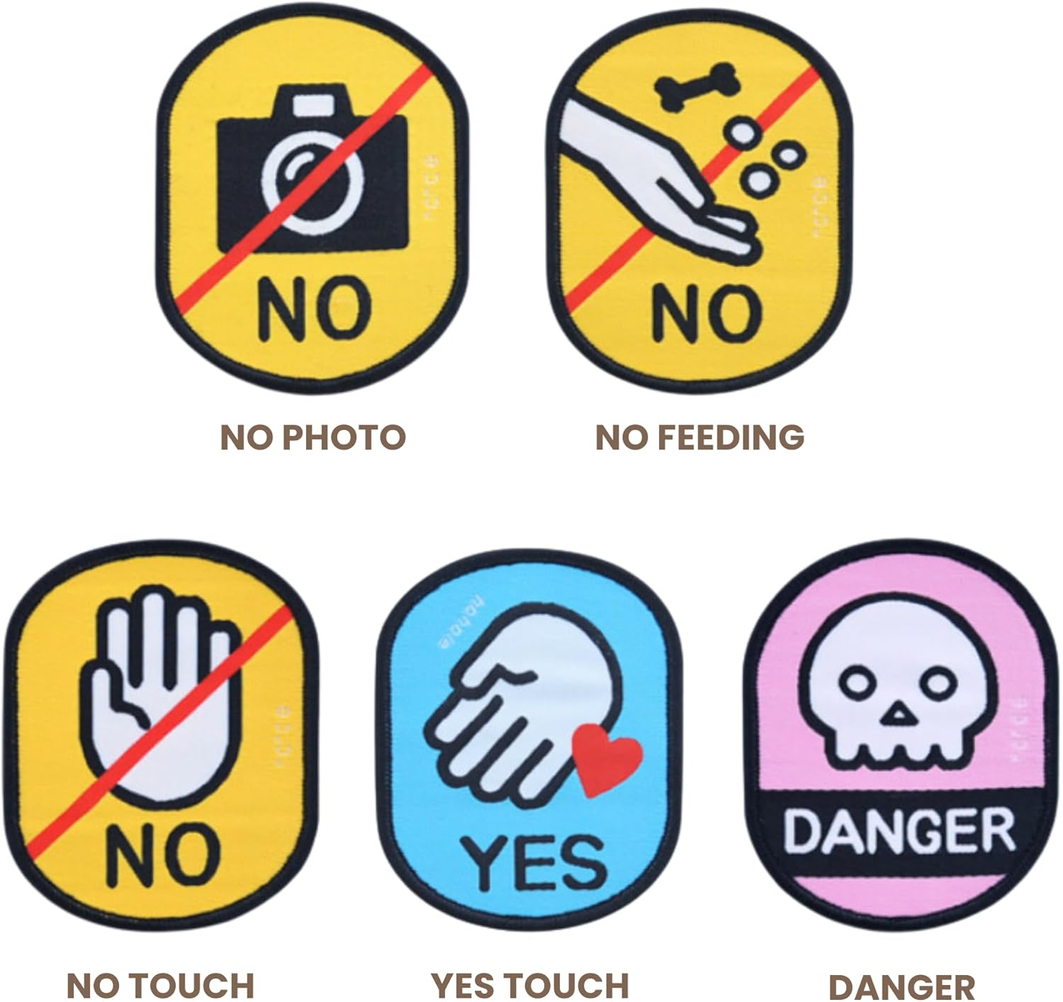 Social Badge for Dog Leash, Dog Funny ID Tags Patch Outdoors, Velcro Fastening, No Touch Yes Touch No Feeding No Photo of the Label and Sticker for Petsus (No Touch+Danger) image number 2