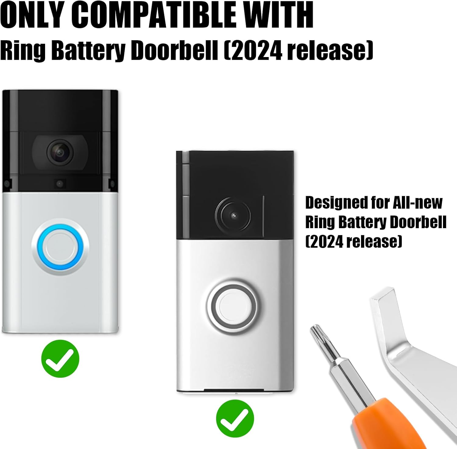 2Pcs Video Doorbell Key Replacement Tool, Stainless Steel Doorbell Key Tool Video Doorbell Removal Key Doorbell Screwdriver Compatible with Battery Doorbell (2024 Release) image number 4