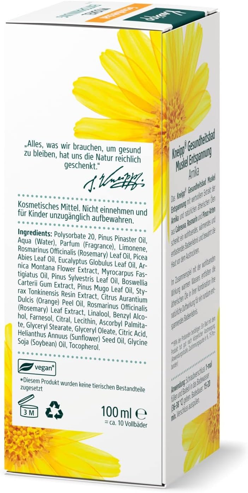 Kneipp Health Bath Muscle Relaxation - Bath Oil with Valuable Extract of Arnica & Essential Oils from Cabreuva, Rosemary & Pinus Species - Invigorates & Does Well after Physical Effort - 100 Ml image number 2