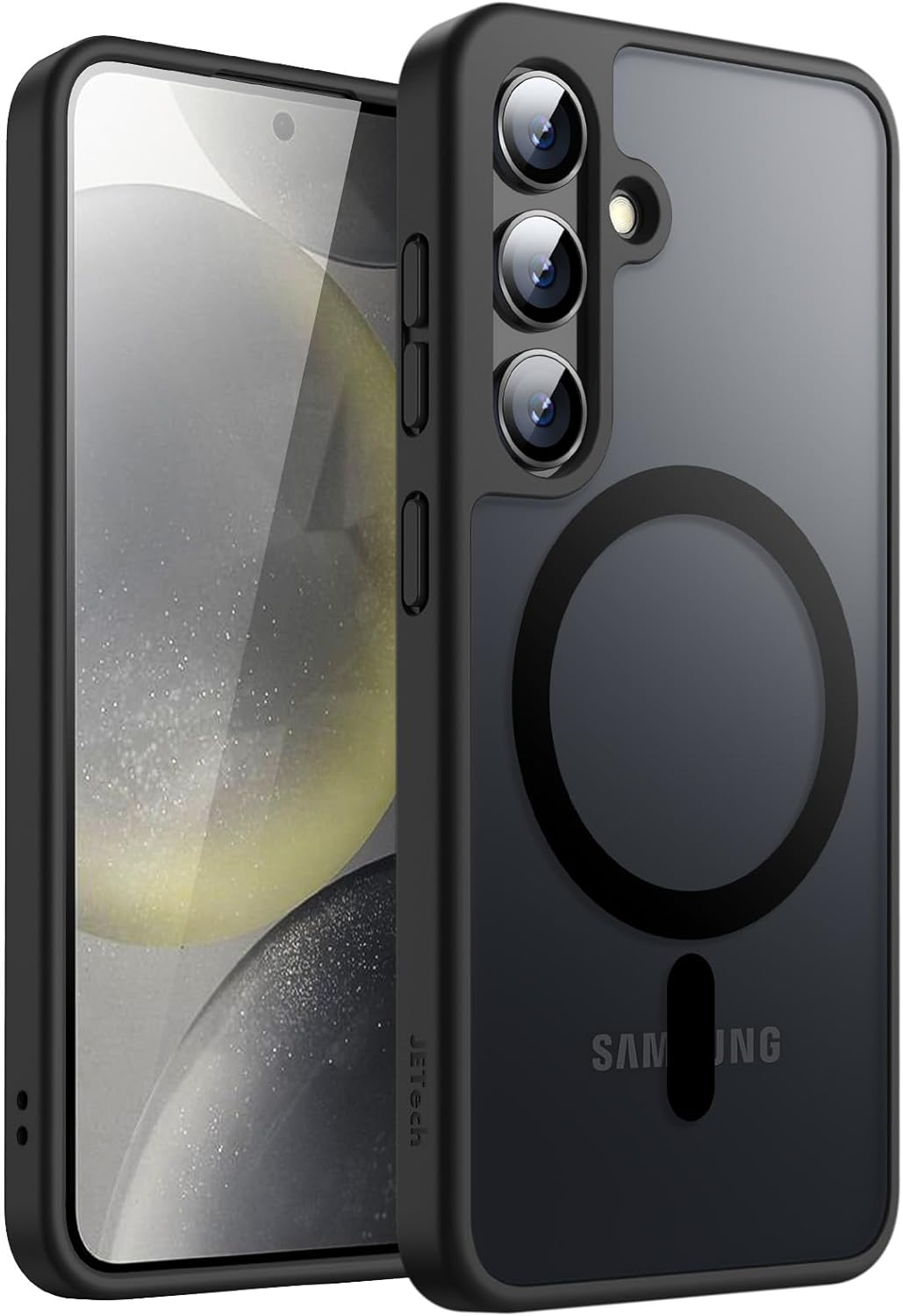 Jetech Magnetic Case for Samsung Galaxy S24 5G, Compatible with Magsafe, Translucent Matte Back Shockproof Phone Cover (Black)