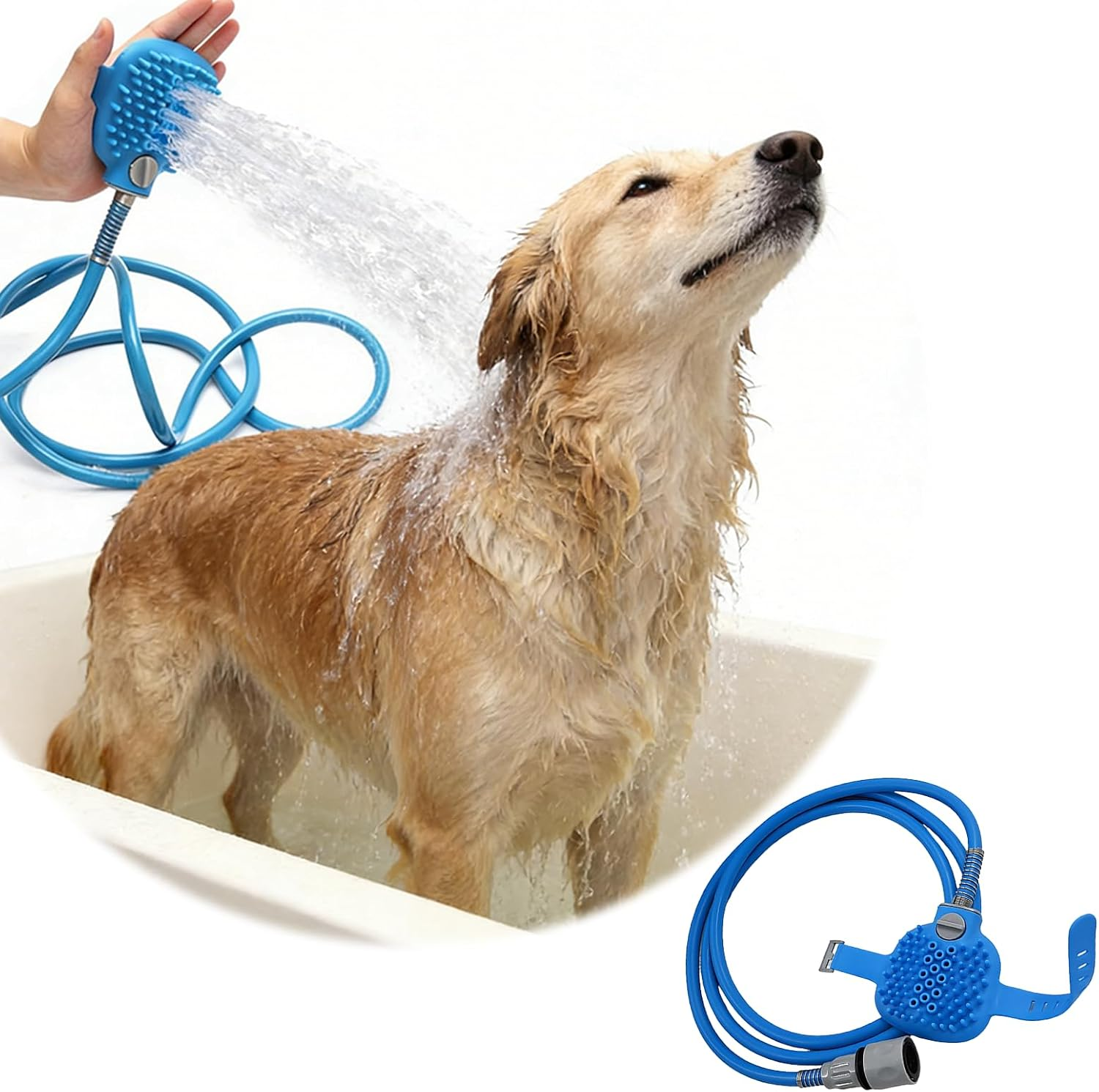 Pet Cleaning Shower Head,2 in 1 Shower Massager,Silicone Scrubber Brush, Dog Cat Bathing Tool with Sprayer, Pet Grooming Supplies, Massage & Clean Attachment for Dogs Cats Hair image number 4