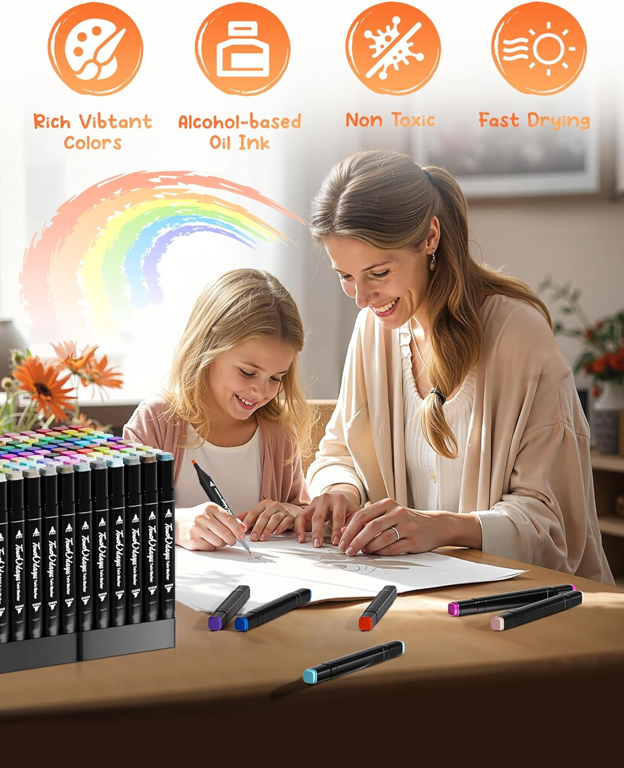 YESDEX Alcohol Markers Brush Tip - 120 Color Double Tipped Art Drawing Marker, Alcohol Based Markers Set for Artist, Adult, Highlighter Pen Sketch for Painting, Coloring, Sketching and Drawing image number 3