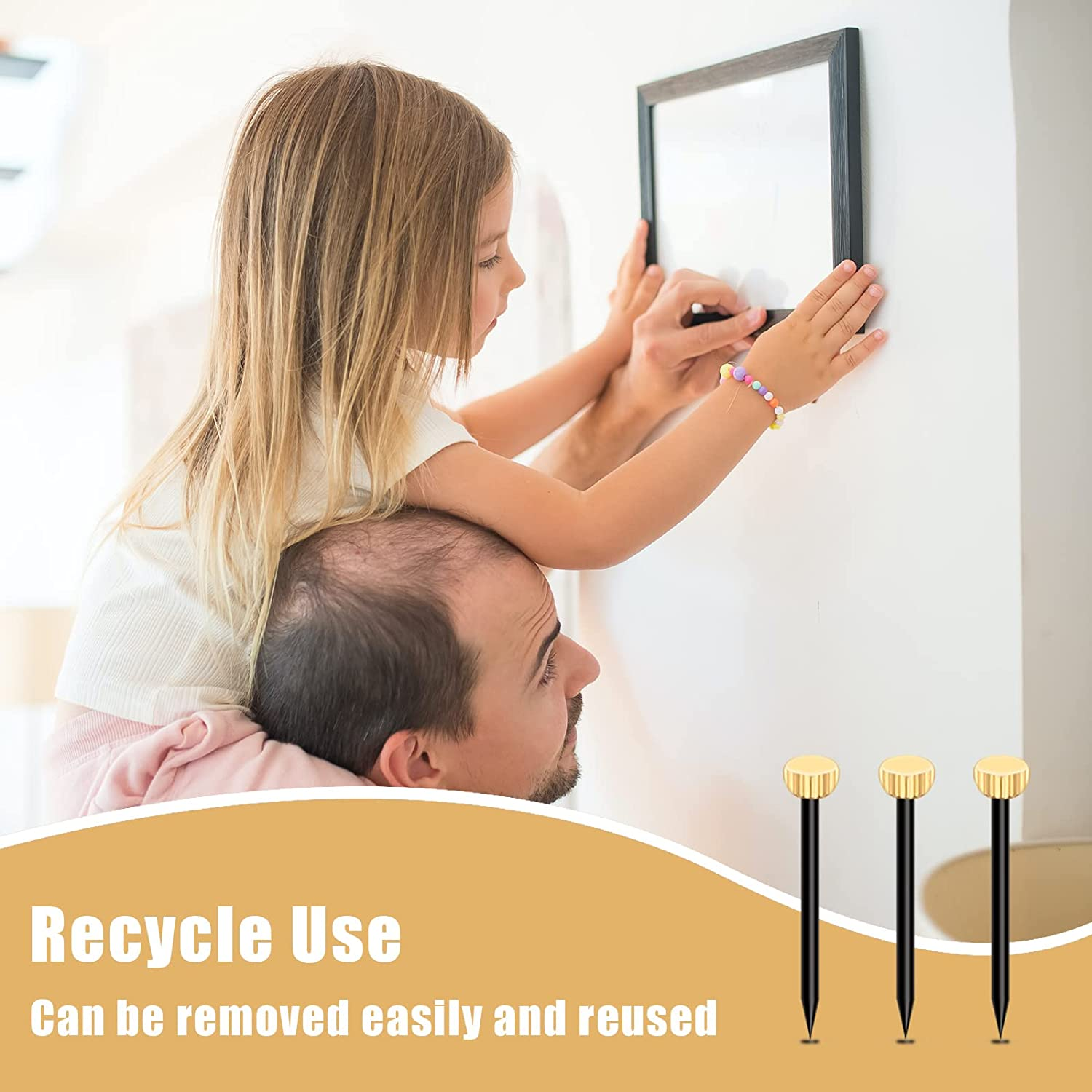 100Pcs Picture Hanging Nails, Sturdy Hanging Hardware Nails Picture Hanger Nails for Woodworking and Hanging Picture Photo Frames (0.98Inch Long)