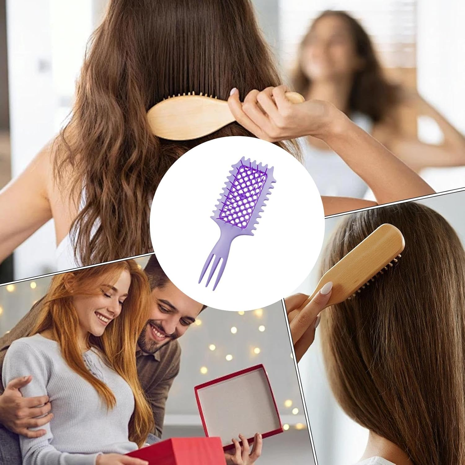 Defining Brush for Curly Hair,Ergonomic Hair Detangling Brush | Curly Hair Brush for Combing and Shaping Curls, Portable Curl Defining Brush image number 6