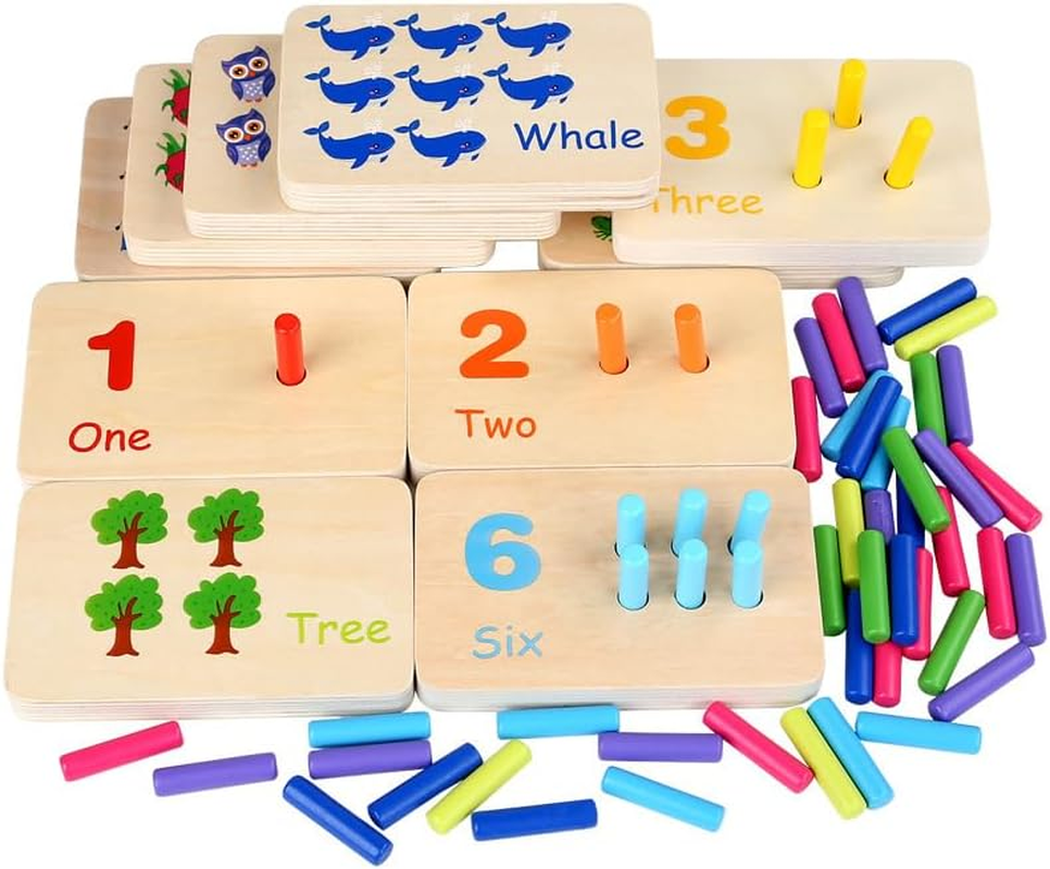 Peg Board Toddler Toys, Montessori Number Counting Blocks Toys with 55 Pegs, Wooden Math Manipulatives, Montessori Math and Numbers, for Kids and Kindergarten Learning Activities image number 5