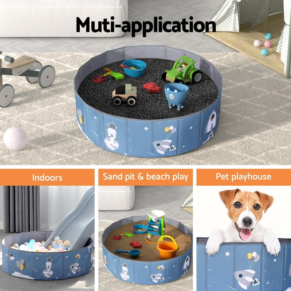 Keezi Ball Pit, 100 X 100 X 30Cm Foldable Foam Balls Pits Kids Soft Pool Playpen Barrier Ideal Gift Toys for Baby Children Toddlers, Suitable for 3-8 Years Old Blue