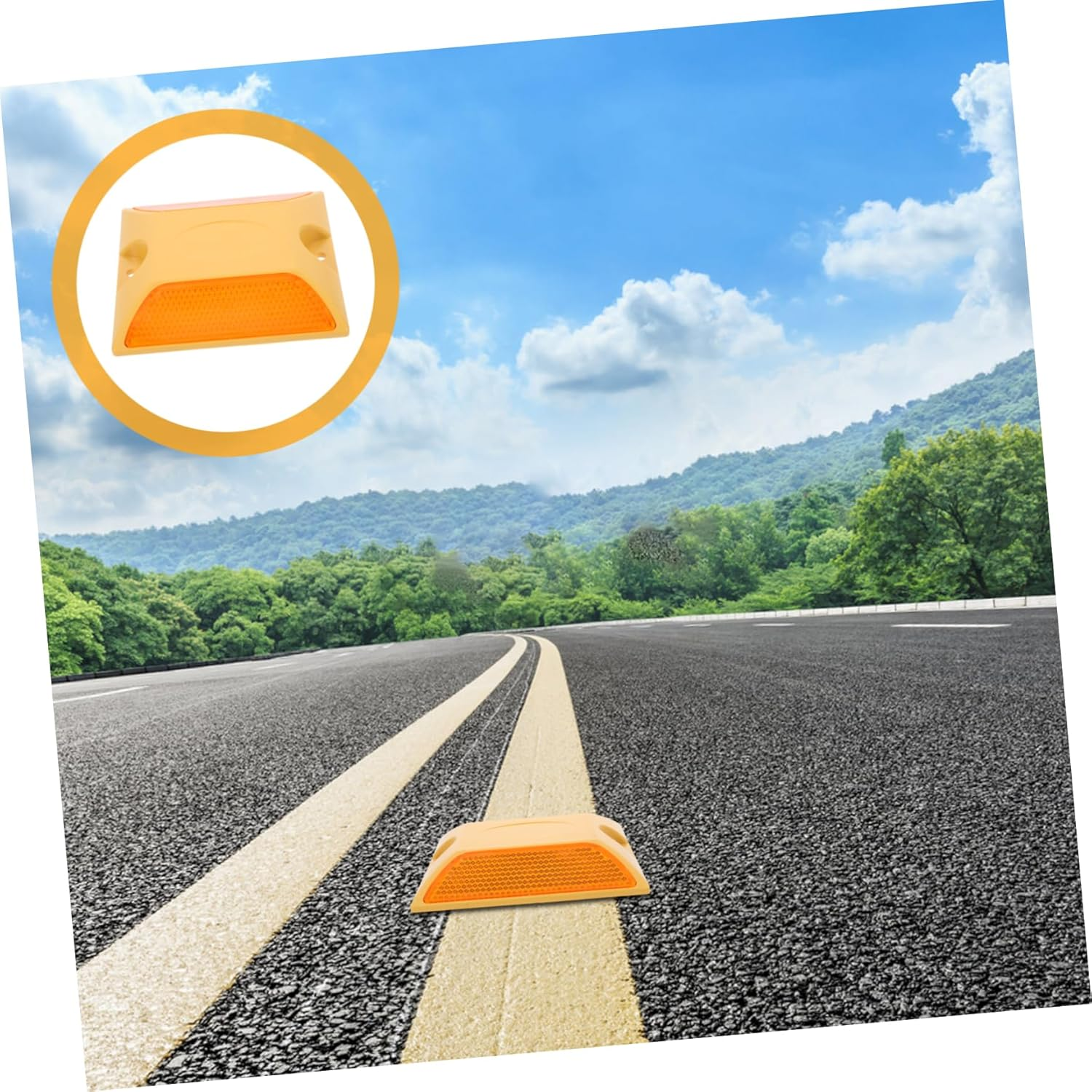 4Pcs Reflective Plastic Road Spikes Highway Deceleration Plate Buffer Pad for Driveway Night Safety image number 3