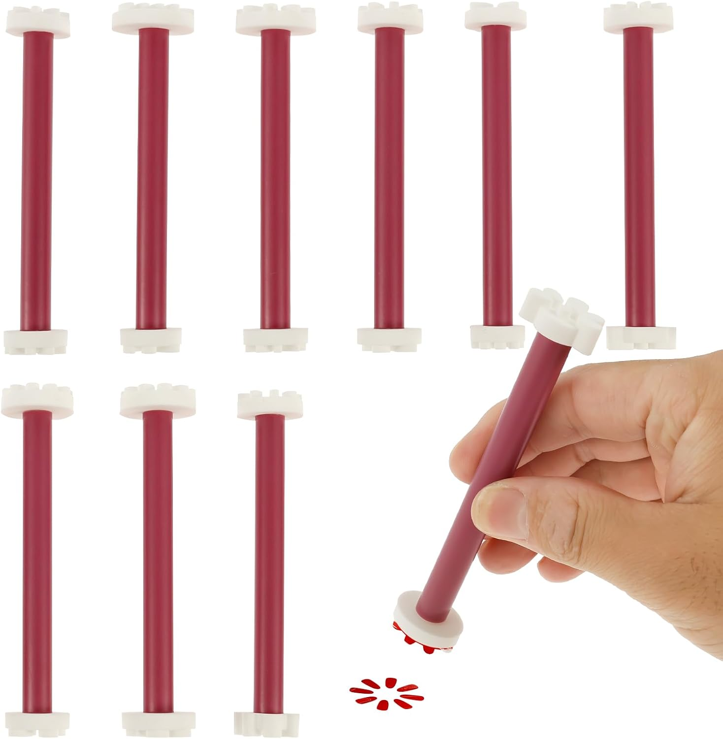 ZFLYCANP 10Pcs Plastic Flower Dotting Tool, 3D Printing Double-Tip Floral Painter, Reusable Embosssing Tools for Painting Dots, Mandala Dot Art Tool for Rocks, Dotting Pens for DIY Graffiti image number 2