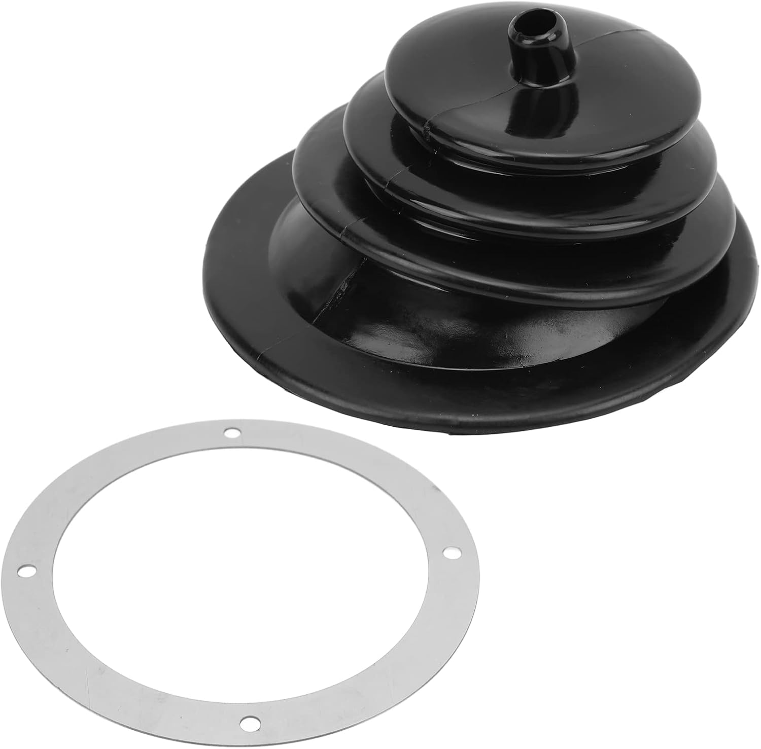 Universal Rubber Gear Shift Handbrake Lever Boot Plate Kit round 5.250In Dustproof Black image number 3