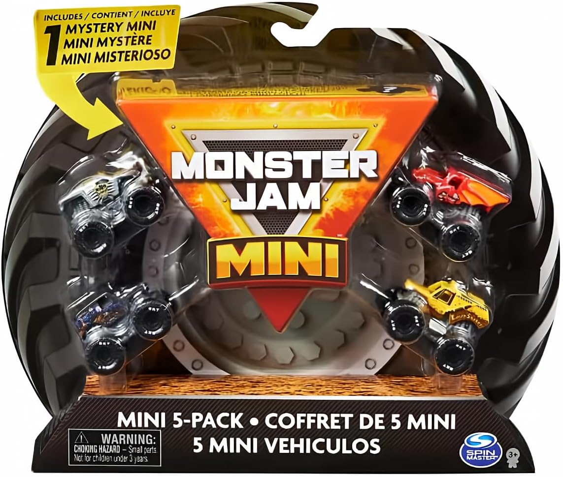 Monster Jam Mini, Official Mini Collectible Monster Trucks; 1:87 Scale 5-Pack Includes 1 Mystery Truck image number 1