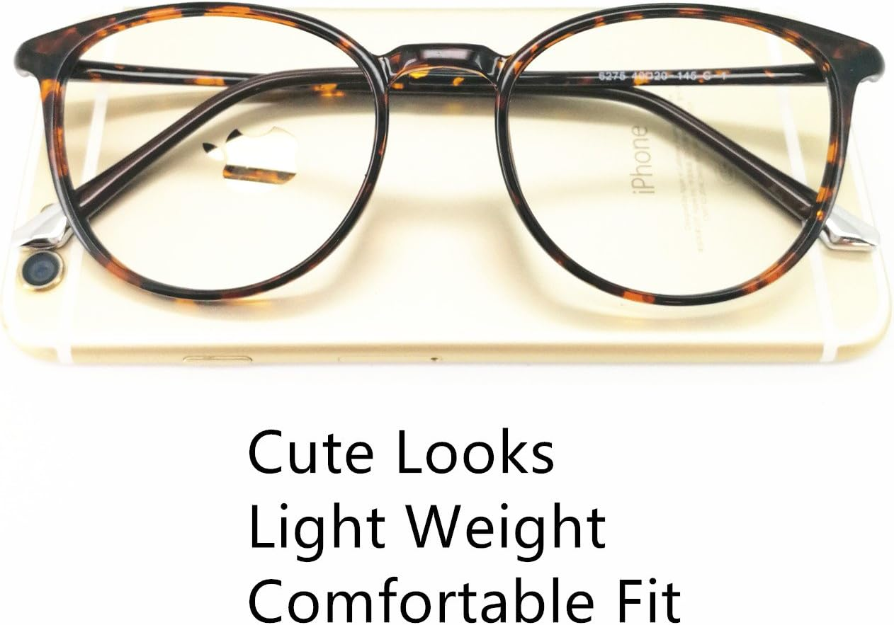 Blue Light Reading Glasses round Frame Spring Hinge Block UV Reduce Digital Eye Strain Comfortable Fit - 0.5 X, Tortoise image number 2